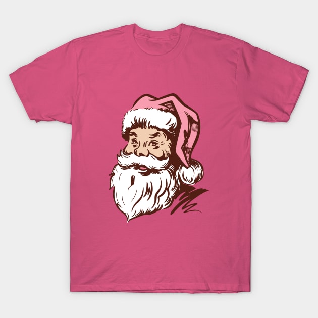 Retro Vintage Pink Santa Claus T-Shirt by My Happy-Design